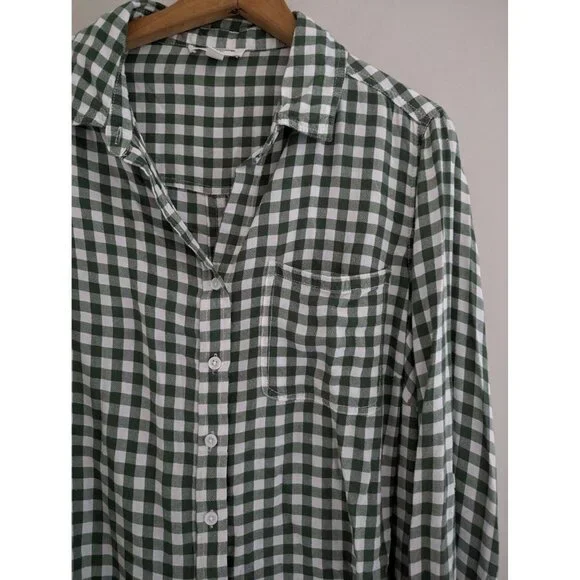 BeachLunchLounge Green Gingham Casual Button Up Shirt Size 1X - Picture 4 of 7